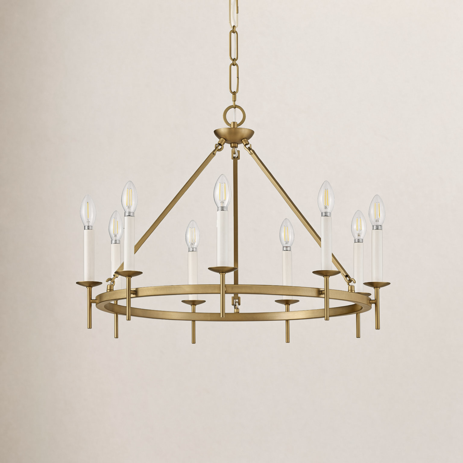 Copley 9-Light Chandelier, Lacquered Brass