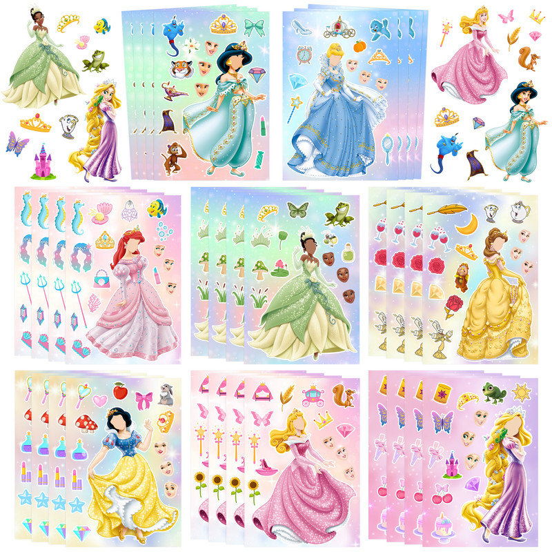 32 Pcs Princess Make a Face Stickers, Princess Diy Stickers