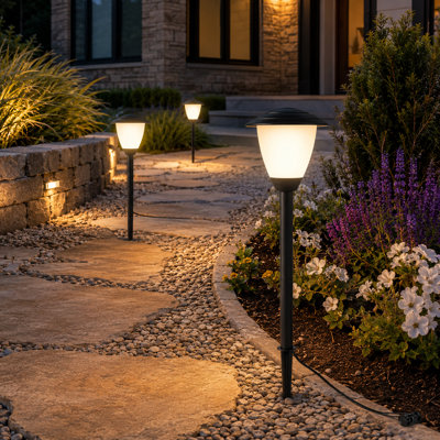 6-Pack Low-Voltage LED Landscape Lights, 1.7W 12V AC/DC, 3000K Warm White, IP65 Waterproof Black Pathway Lighting for Yard, Walkway and Garden, ETL, UL and CSA Listed