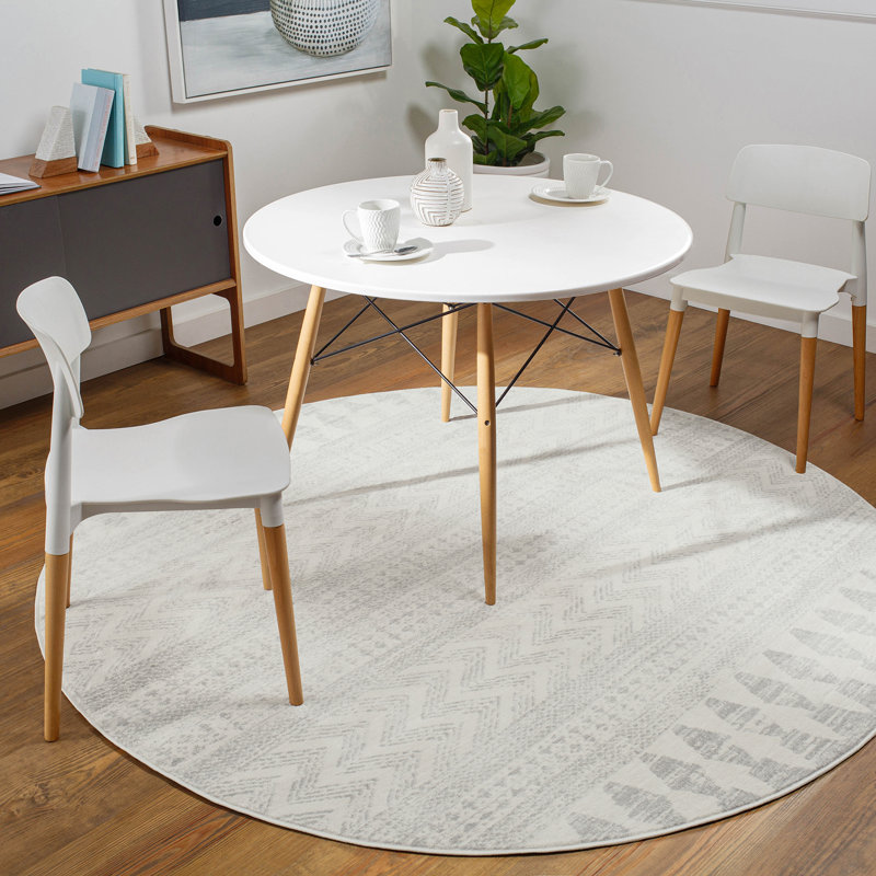 Grey/Off-White Rug, Round 200cm