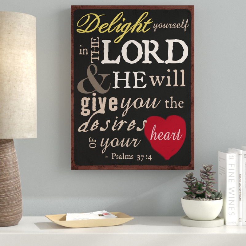 « psalm 37:4 », art textuel sur toile tendue, H 19 po x l 14 po x P 2 po