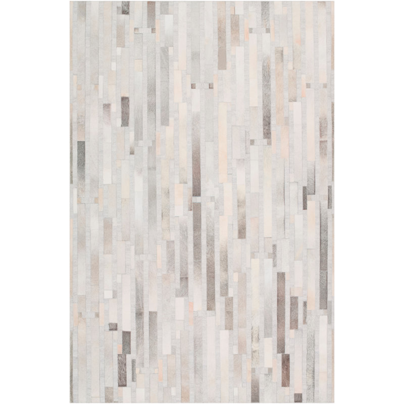 Medora Leather Area Rug in Gray, Rectangle 6' x 9'