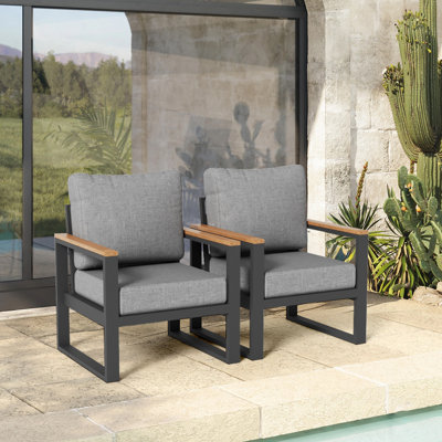  Ensemble de fauteuils d'extérieur en aluminium avec coussins en oléfine