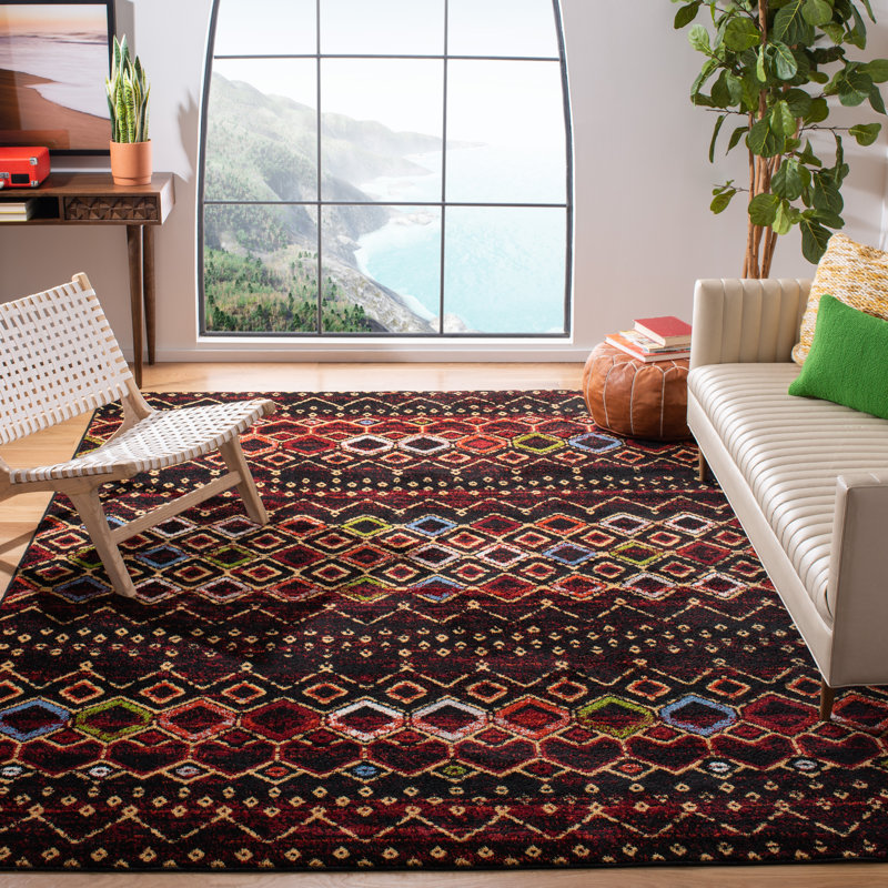Tapis performance à motif sud-ouest Aird, Rectangle 12 pi x 18 pi, Black/Multi