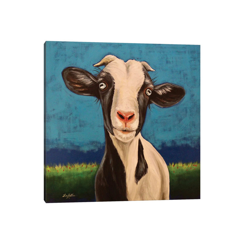Luna The Goat - Wrapped Canvas Painting, 45.72 cm H x 45.72 cm W x 3.175 cm D