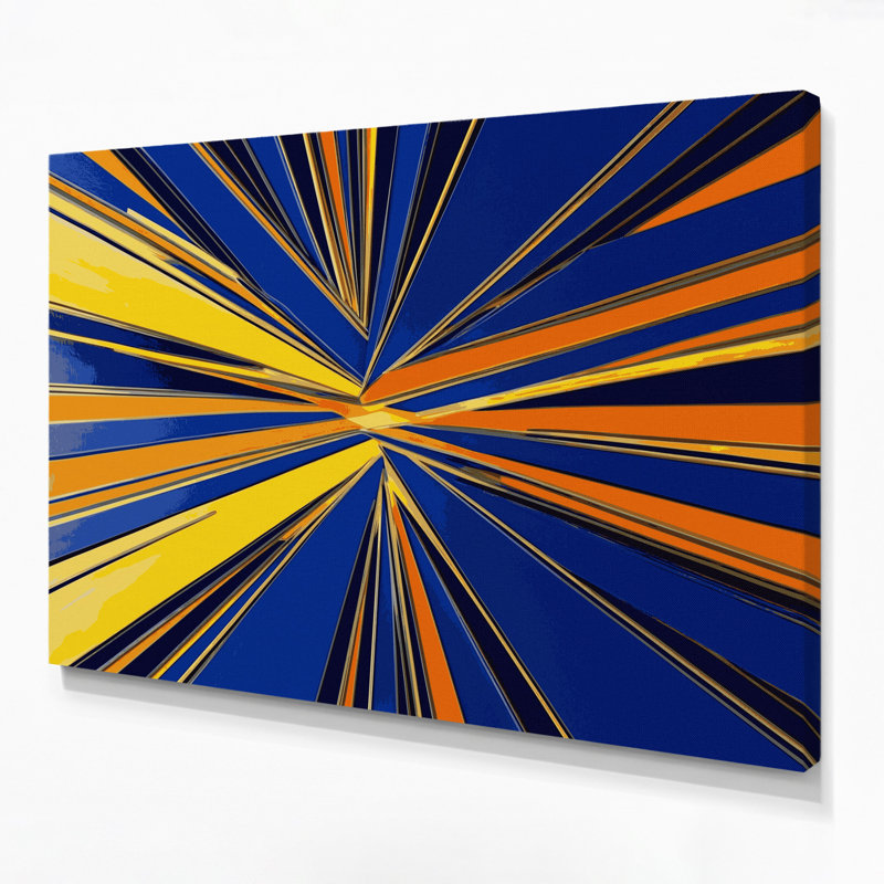 «Hard Edge 3», art mural sur toile bleue, H 12 po x l 18 po