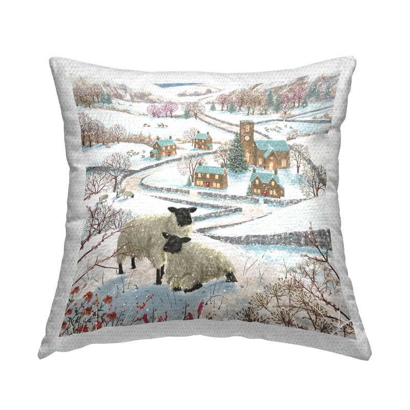 Coussin extérieur Winter Town Scenery