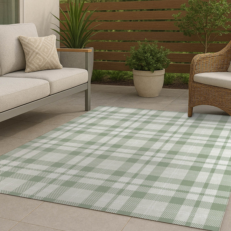 Gen Plaid Non-Slip Outdoor Rug, Rectangle 2' x 3'