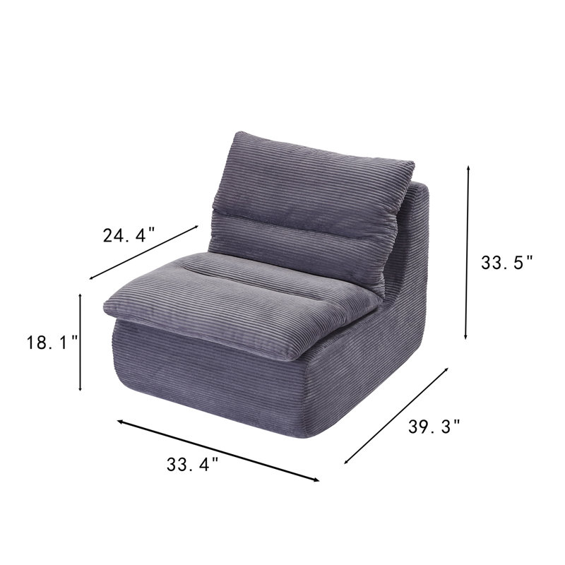 Fauteuil à billes 2 pièces à compression douce pour le salon, la chambre à coucher et le bureau, noir + gris