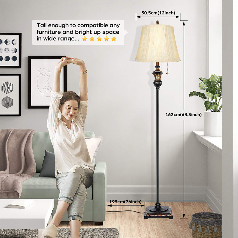 Lampe sur pied Traditional, Noir, noir, noir, noir, Beige
