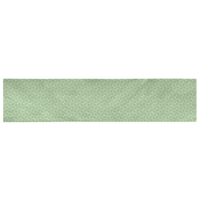 Chemin de table géométrique avicia, 90 po x 16 po, Vert / blanc, Coton