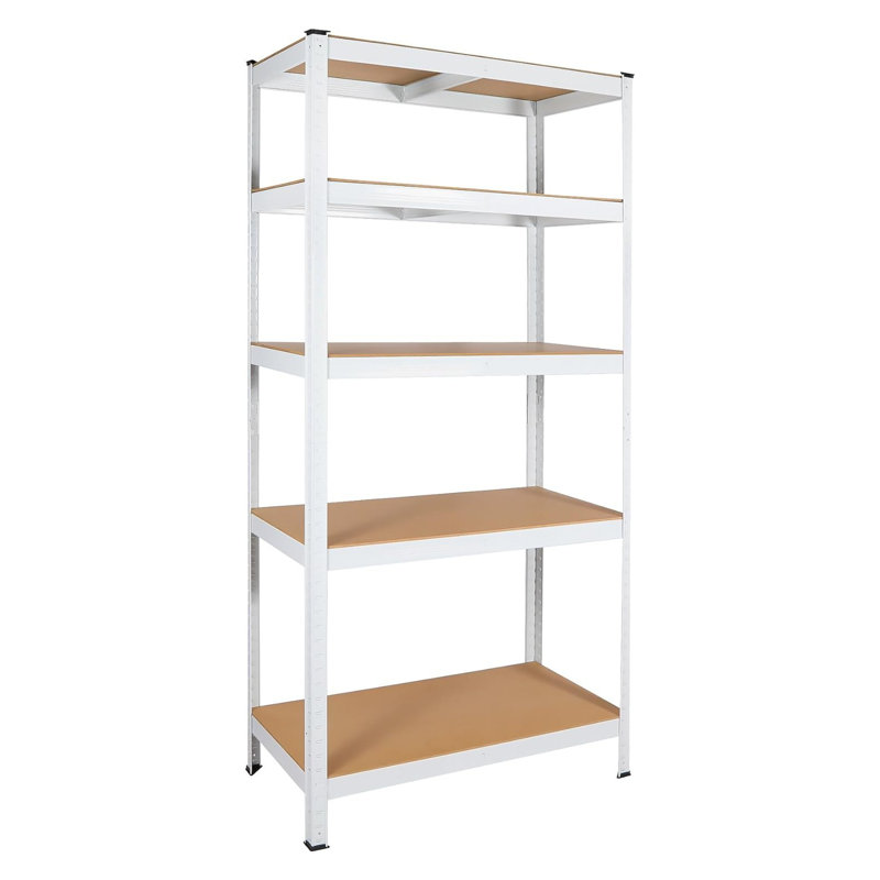 Étagère réglable en métal robuste à 5 niveaux - Étagères de rangement de garage blanches pour le garde-manger, le sous-sol, l'organisation de l'entrepôt - l 29 po x P 12 po x H 59 po