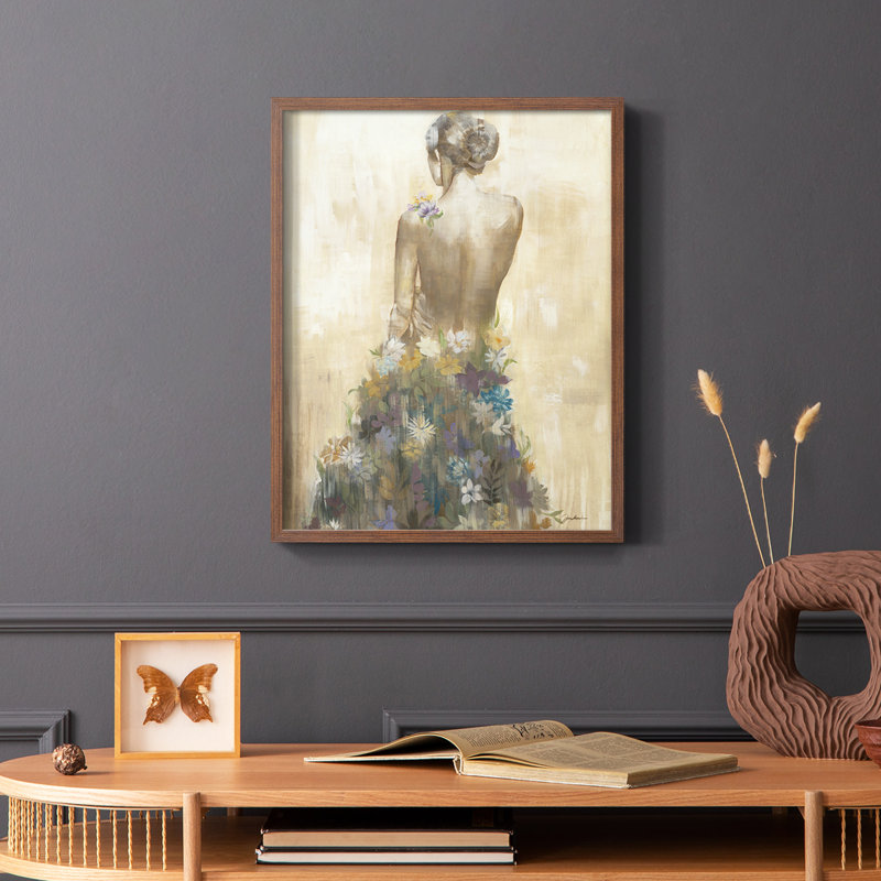 Reproduction encadrée de robe de jardin - bois massif, H 20 po x l 16 po, Brun
