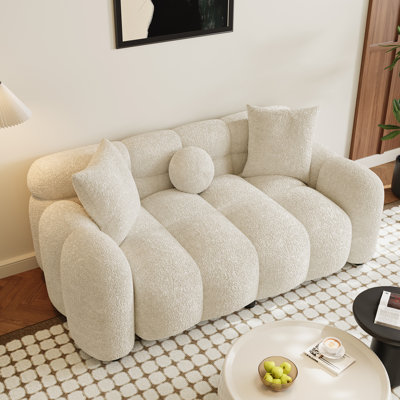 Modern Upholstered Sofa, Chenille Tufted Loveseat Couch