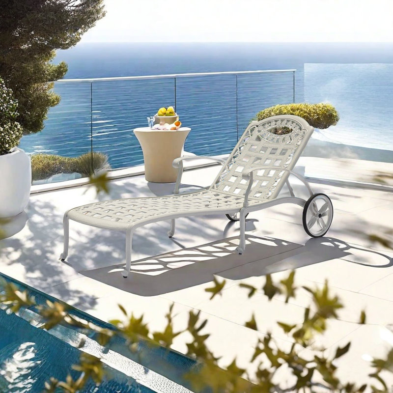 Méridienne d'extérieur en fonte d'aluminium, Beige