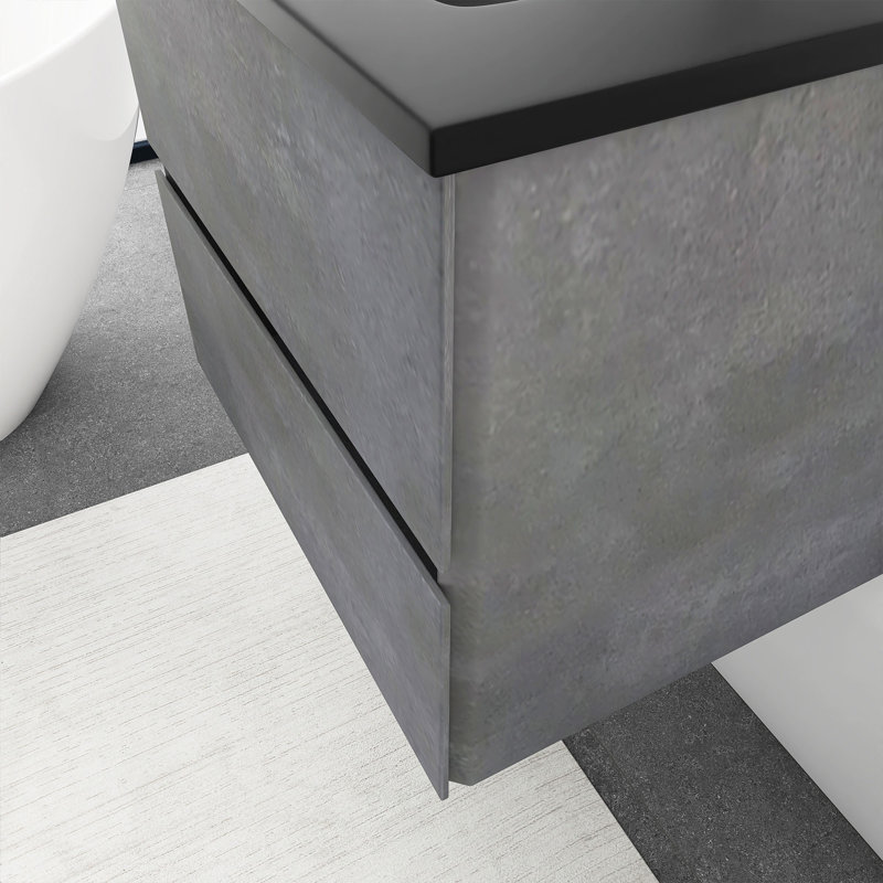 24 " W Free Standing Wall Mounted 1 Single Vanity Bathroom Vanity With Solid Surface Top