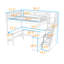 Lit mezzanine double en bois avec bureau intégré en L et tablettes de rangement-736207568