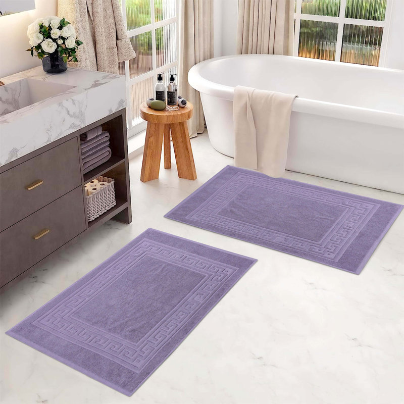Ensemble de tapis de bain à bordure réversible 100% coton Subra, Mauve royal