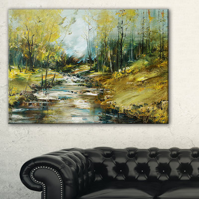 «Creek in the Forest», peinture à l'huile sur toile tendue