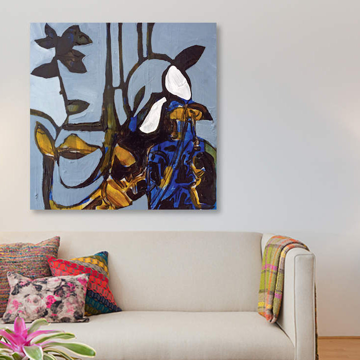« blue i », impression sur toile, H 12 po x l 12 po x P 0,75 po, Toile tendue, Pas de tapis