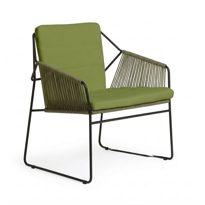 Chaise de patio Sandur, Toile lichen, Corde verte / cadre anthracite