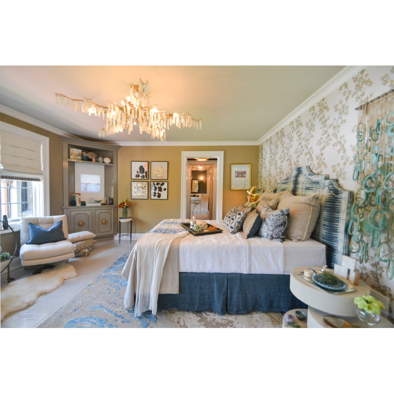 Odyssey Modern Clouds Ocean Coastal Distressed Beige Turquoise Aqua White Wool and Natural Silk Hand-Knotted Area Rug