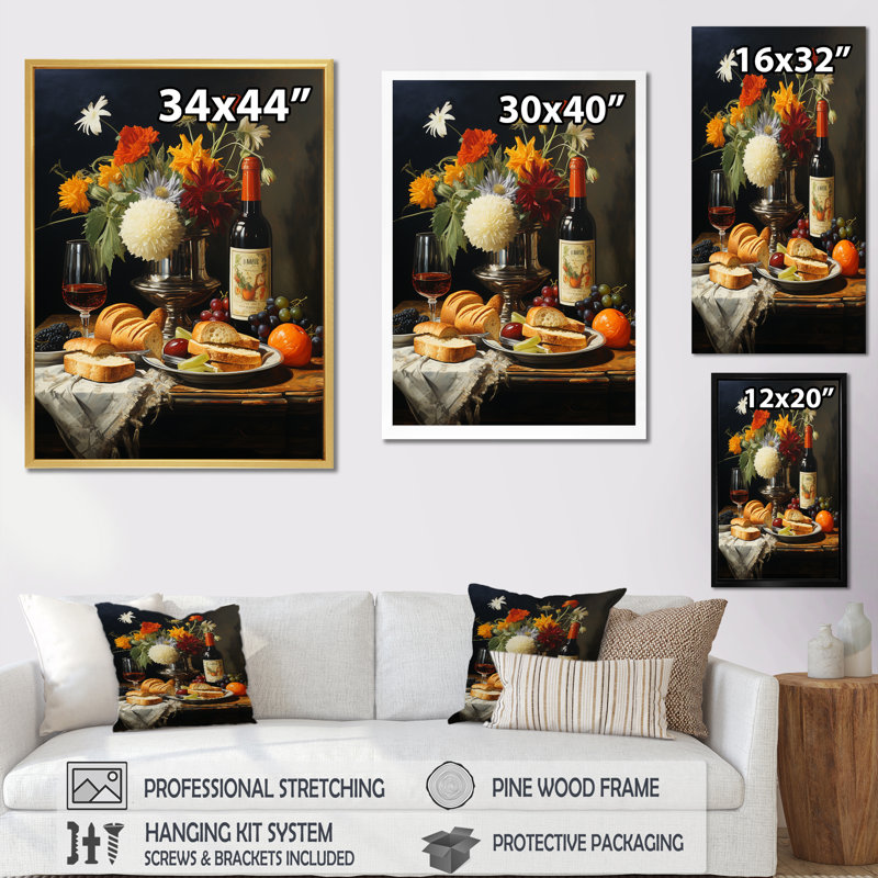 Nature, table à manger pique-nique - pique-nique, art mural, impressions sur toile, H 32 po x l 16 po x P 1 po