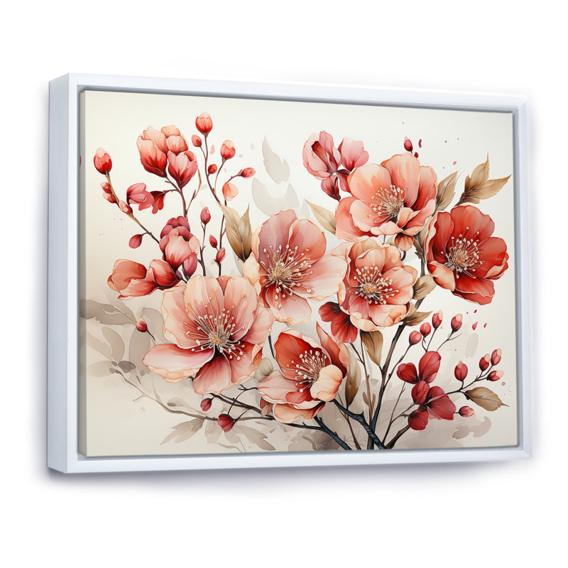 Charme des coquelicots dans un délice hivernal, Cadre flottant blanc, H 34 po x l 44 po x P 1,5 po