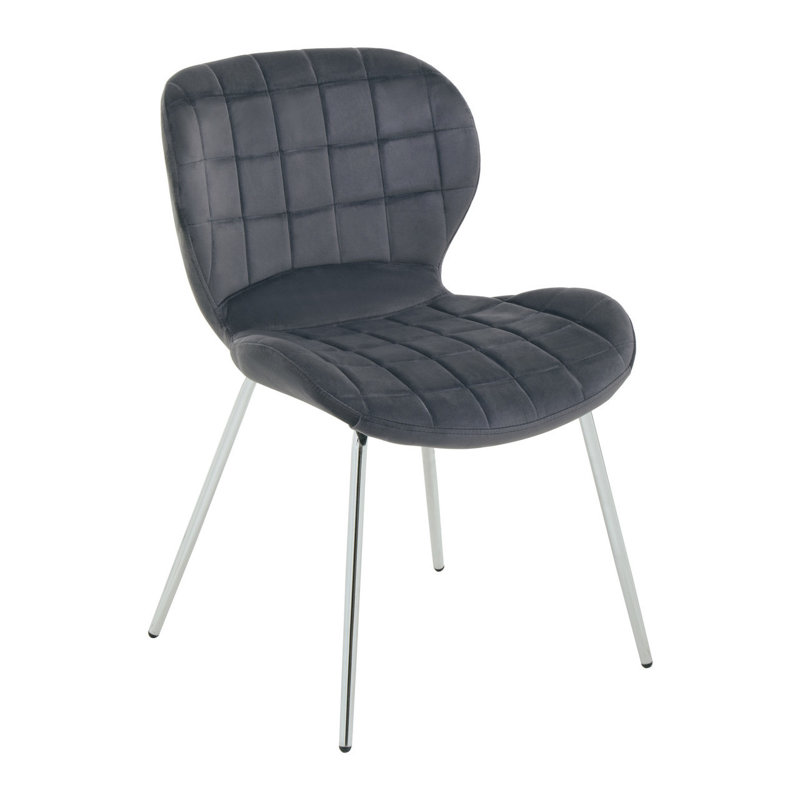 Fontenay 39cm H Polyester Blend Upholstered Metal Side Chair, Silver, Grey