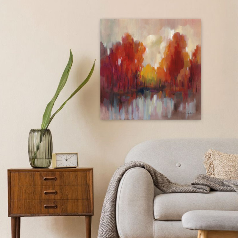 Souvenirs contemporains du mois d'ooût avec art abstrait d'automne, H 24 po x l 24 po