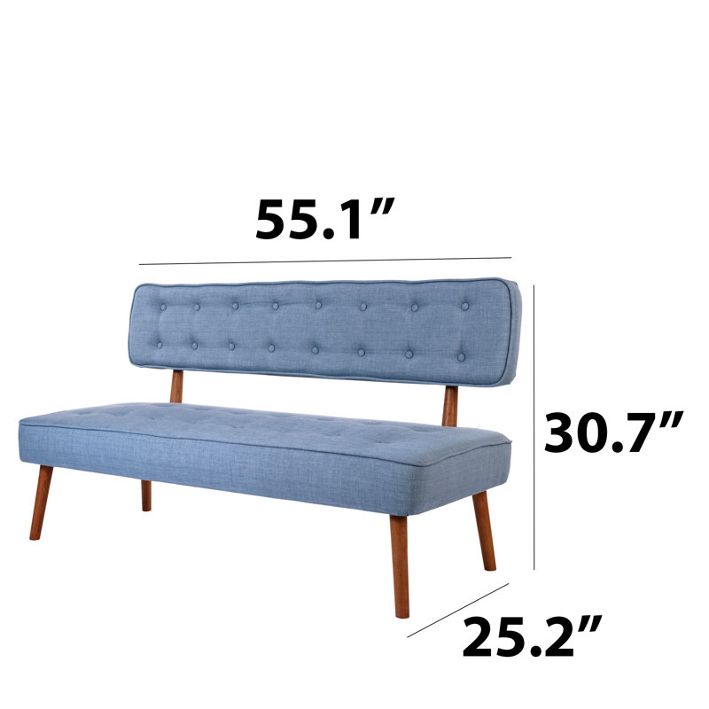 Polyester Upholstered Bench, Indigo Blue