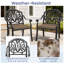 Ensemble de salle à manger bistro en aluminium moulé 3 pièces, table ronde de 100 cm avec trou pour parasol et 2 chaises empilables avec coussins bruns-399688053