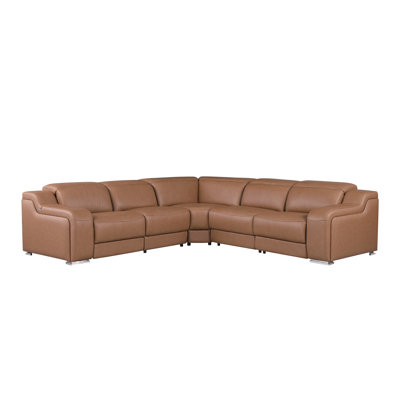 Stanyo 5 - Piece Top Grain Italian Leather Power Reclining Sectional