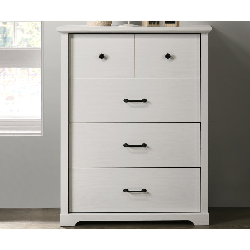 Commode 4 tiroirs avec poignées noires Elettra, Blanc
