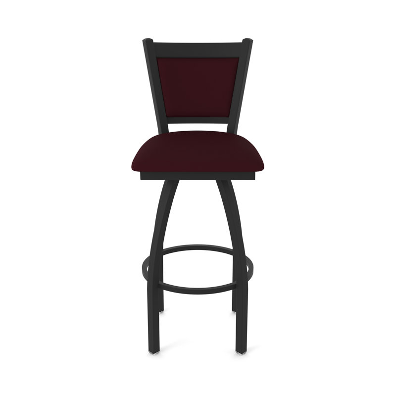 Tabouret pivotant Hadleigh, Tabouret de comptoir (siège d'une hauteur de 25 p, Noir froissé, Vinyle - bordeaux Canter