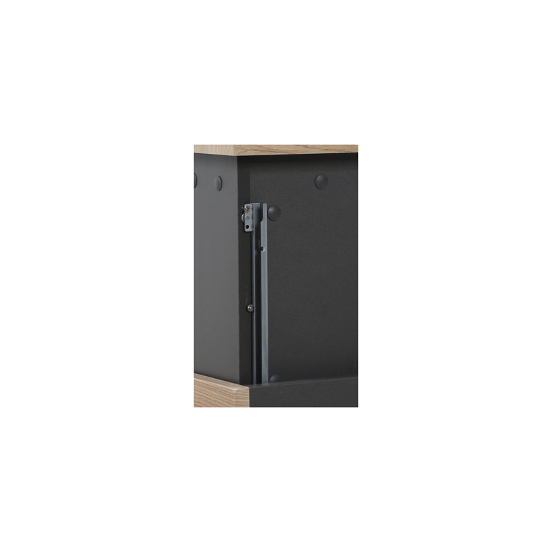 Meuble-lavabo mural avec lavabo à surface solide, Blanc, Bois de chêne naturel, 59"