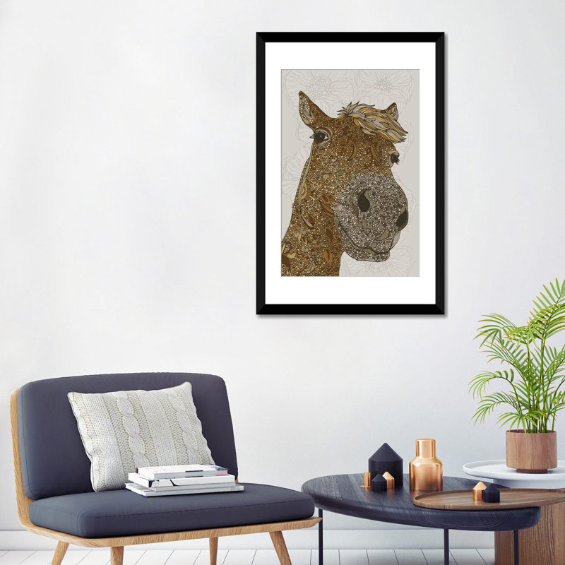 «The Horse», impression sur toile tendue, H 32 po x l 24 po x P 1 po, Papier d'art encadré noir, Blanc
