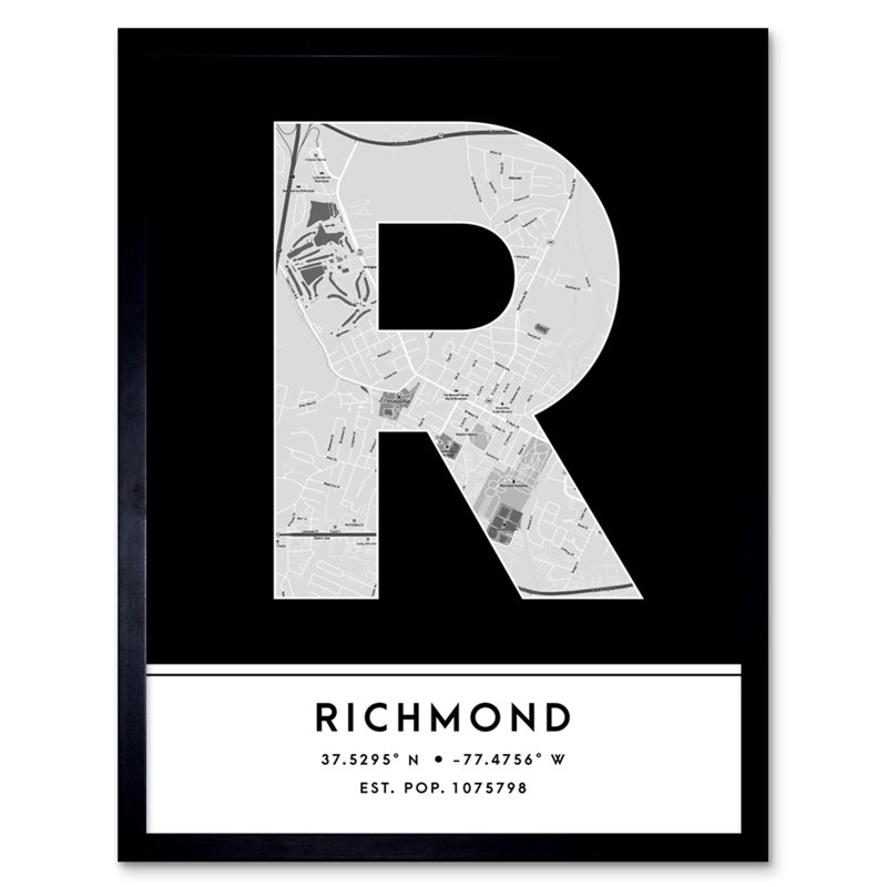 Richmond City Map Richmond United States City Map - Single Picture Frame Typography