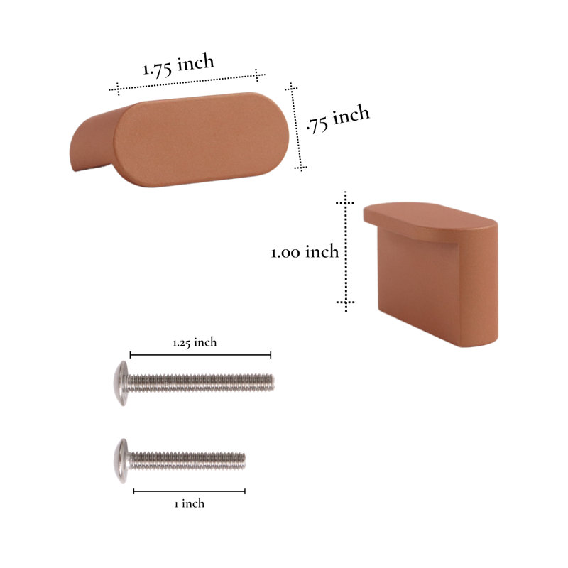 ROUS Hardware Mid-Century Modern Oval Cabinet Knob – Aluminum Drawer Pull, Copper (Brown) 1-Count , Copper (Brown)