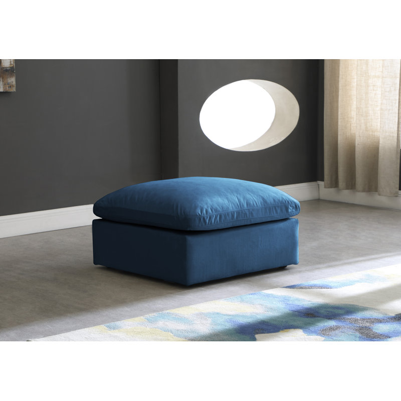 Atis Velvet Ottoman, Navy Velvet