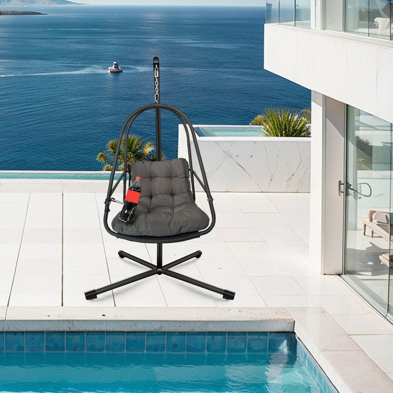 Fauteuil pivotant avec support pour l'intérieur et l'extérieur, Gris, Noir