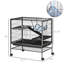 Cage à 3 furets, cage Chinchilla - structure métallique avec tablette, plateau de nettoyage facile, roues mobiles et paisible pour plusieurs petits animaux