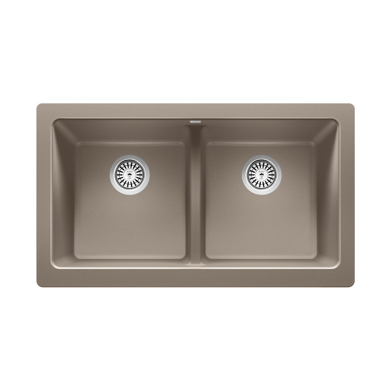 Vintera SILGRANIT 33" Double Bowl Apron-Front Farmhouse Sink, Truffle