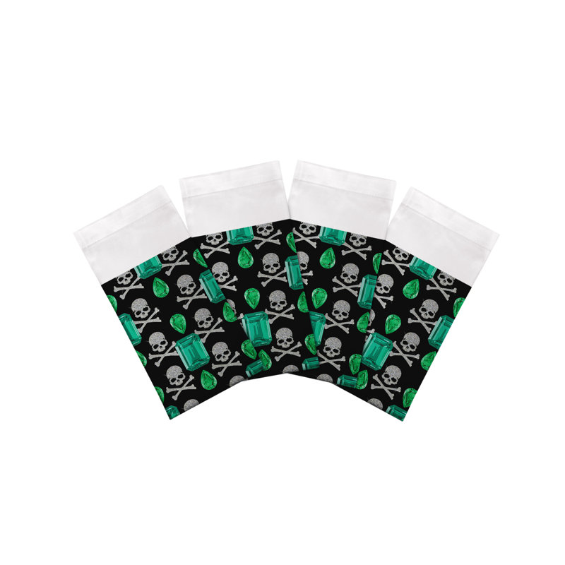 Gem Emeralds Skull Cotton Sateen Dinner Napkins, Black