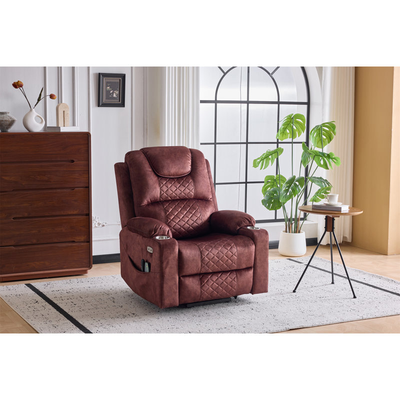 Fauteuil de massage inclinable surdimensionné pour personnes âgées, Brun-roux