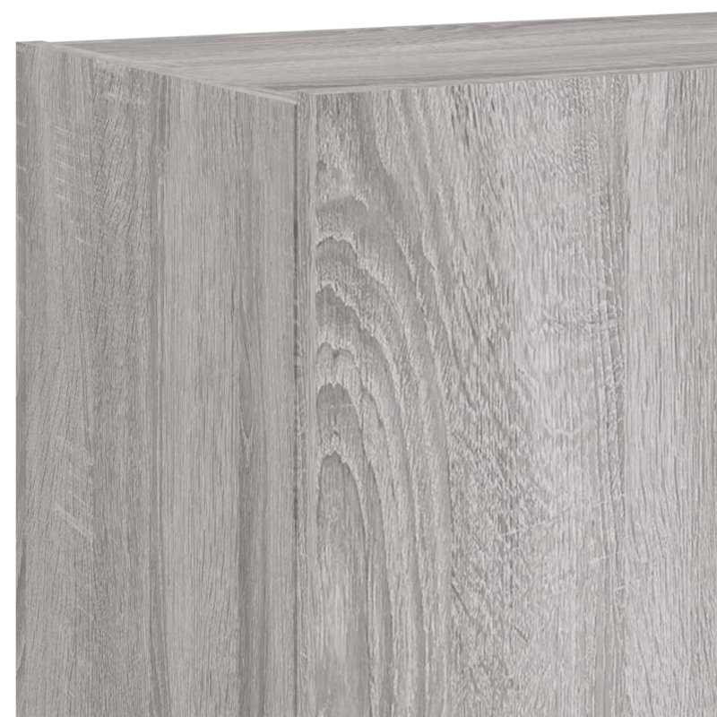 vidaXL TV Wall Stand with LED Lights Console Entertainment Center Living Room, Gray Sonoma