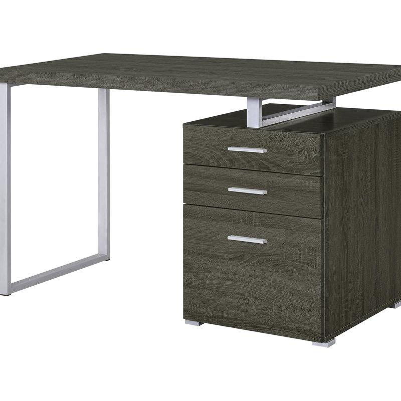 Bureau gris avec 3 tiroirs spacieux