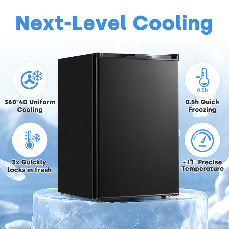 Congélateur vertical de 3,0 pieds cubes, mini congélateur avec 7 thermostats réglables, tablettes amovibles, refroidissement rapide, petit congélateur autoportant avec porte réversible, faible bruit pour la maison / le dortoir / le bureau, noir