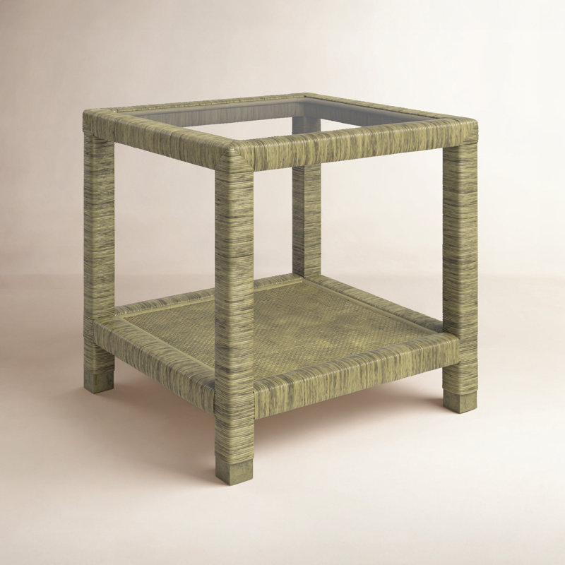 Pine Isle Glass End Table, Brass