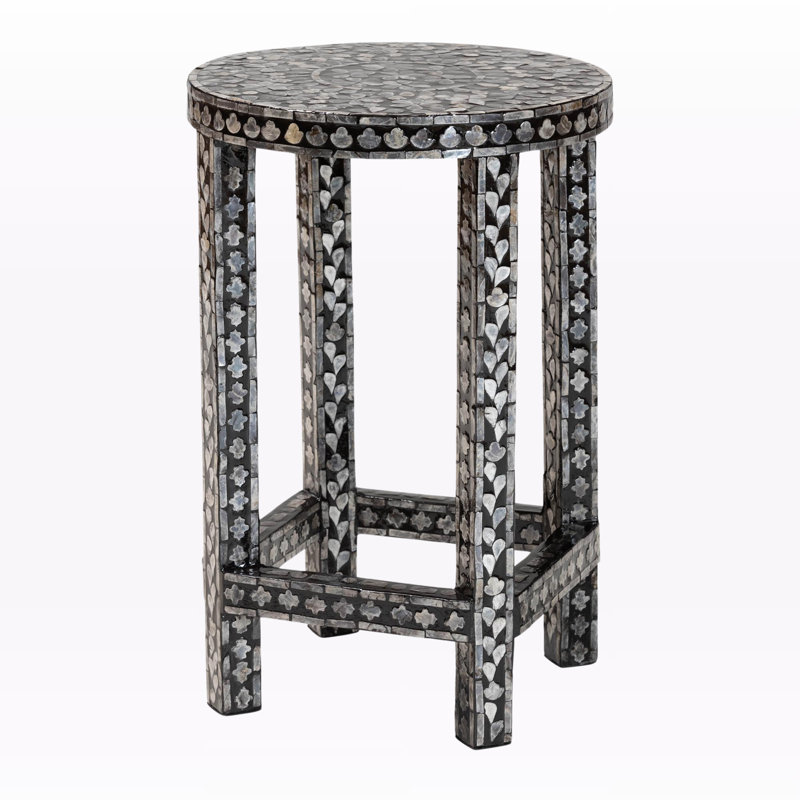 Table de bout Ahani avec nacre de Capiz en noir et blanc